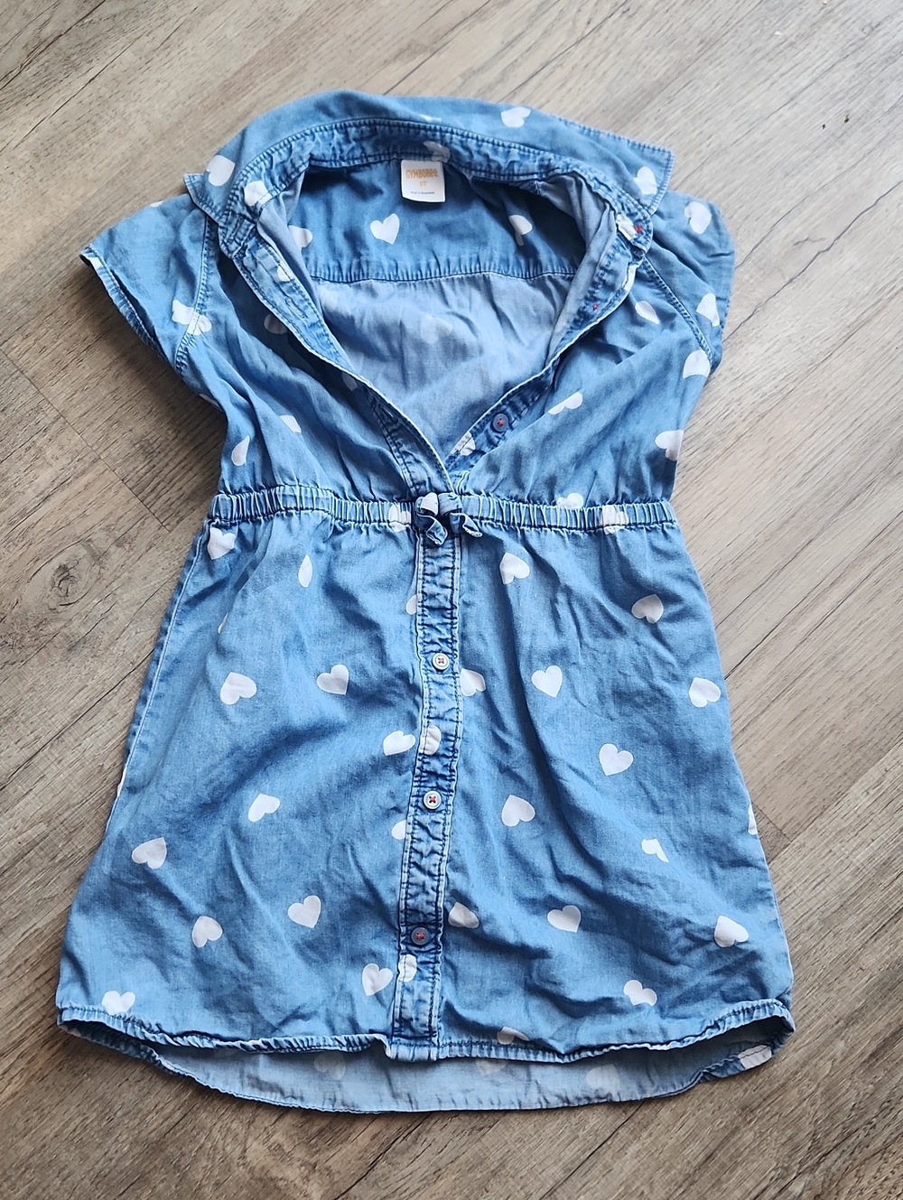Gymboree Light Blue Denim Dress with White Hearts